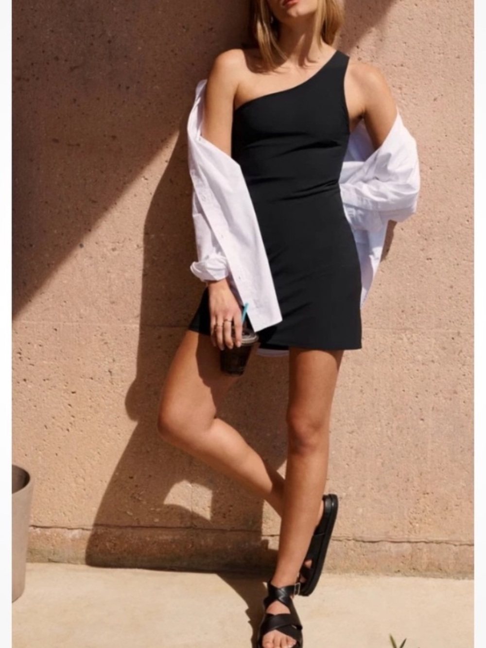 Abercrombie & Fitch one shoulder dress with built in shorts - Medium Tall
